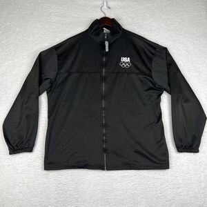 United States Olympic Committee Jacket‎ Mens XXL Black Fleece Full Zip USA VTG